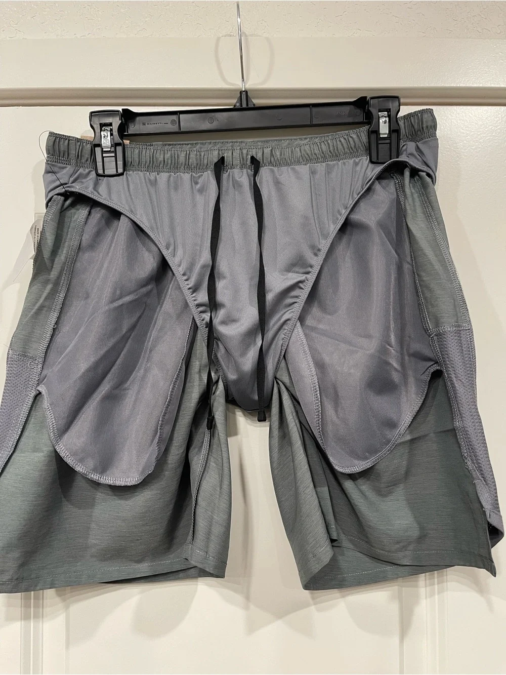 Nike Men’s Gray Athletic Training Shorts with Black Drawstring